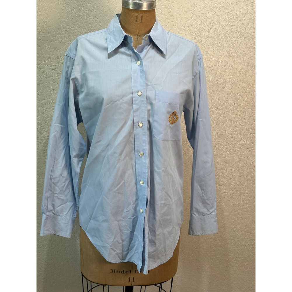 Lauren Ralph Lauren Light Blue Cotton Crest Button Down Shirt Size 8